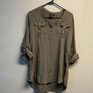 Rue21 Olive Button-Up Blouse 0138